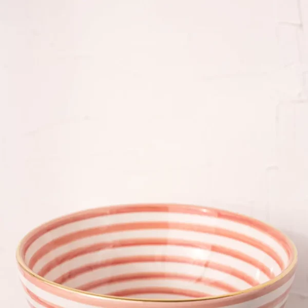 Ceramic Pink Striped Bowl - Image 3