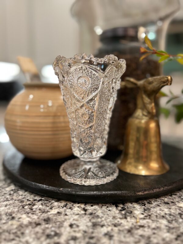 Vintage Clear Scalloped Vase