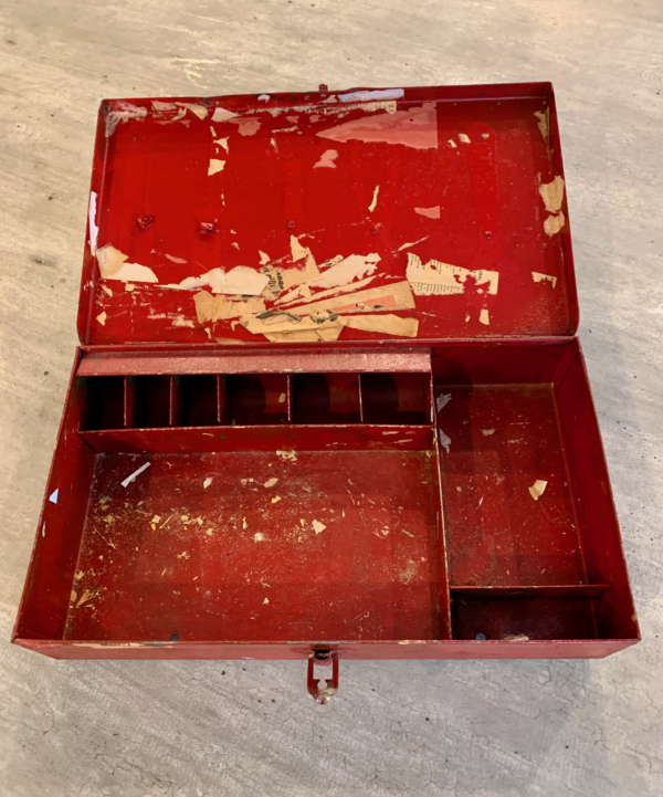 Vintage Red Metal Box - Image 2