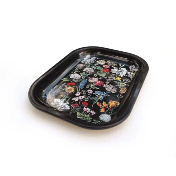 Metal Black Fleurs Tray / Vintage Floral - Image 3