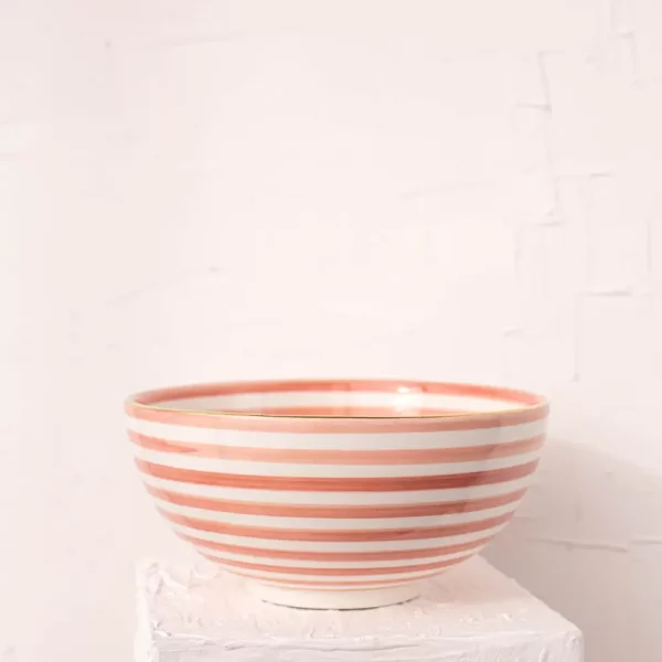 Ceramic Pink Striped Bowl