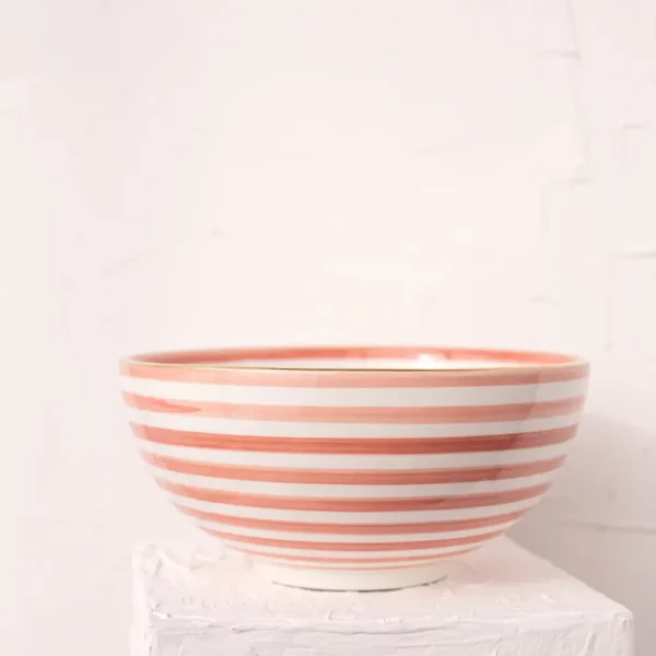 Ceramic Pink Striped Bowl - Image 2