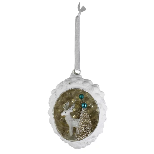 Diorama Ornament with Deer, Glass - Image 3