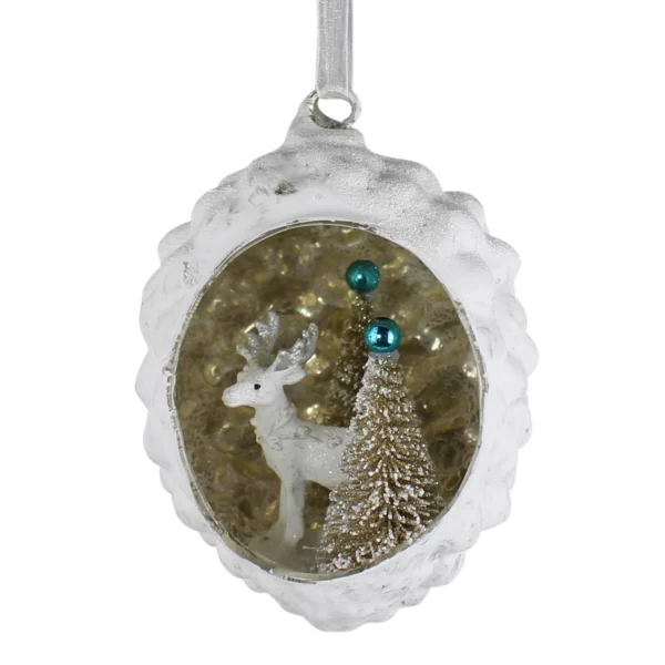 Diorama Ornament with Deer, Glass - Image 4