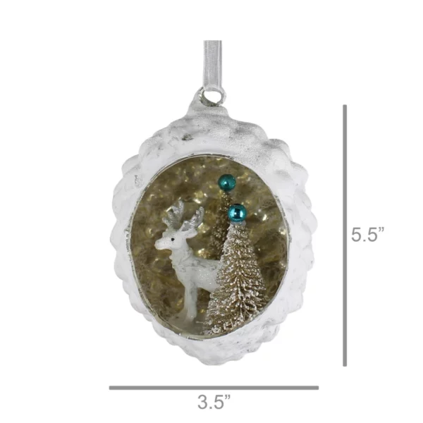 Diorama Ornament with Deer, Glass - Image 2