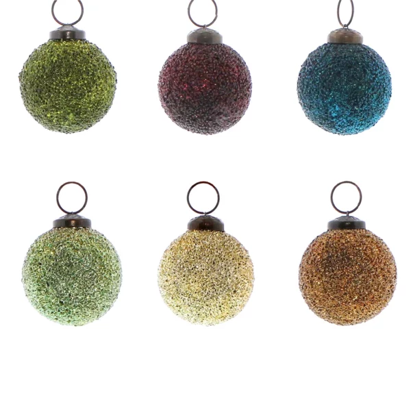 Crystalized Glass Ornament, Small, Set of 6