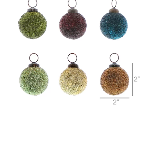 Crystalized Glass Ornament, Small, Set of 6 - Image 2