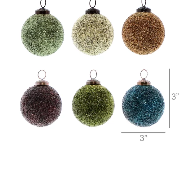 Crystalized Glass Ornament, Large, Set of 6 - Image 2