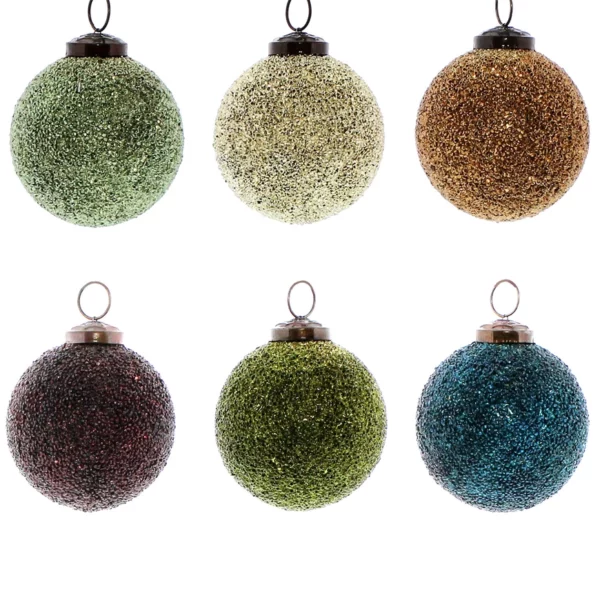 Crystalized Glass Ornament, Large, Set of 6