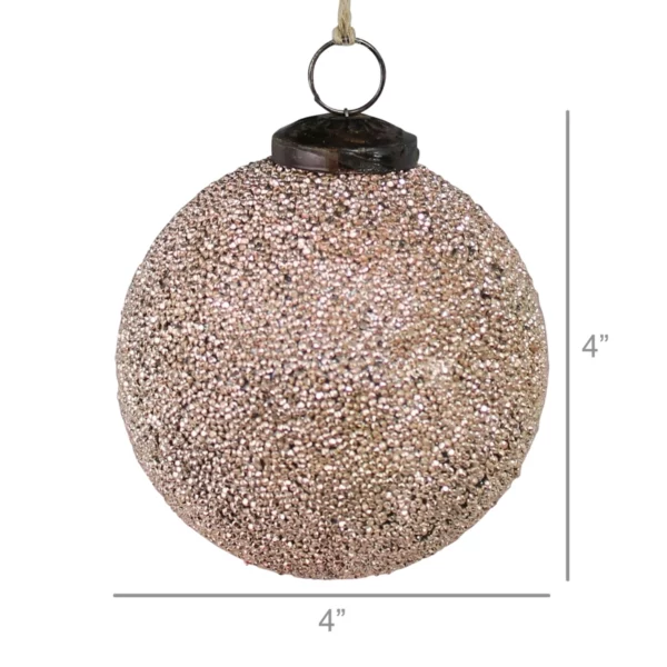 Crystalized Glass Ornament, Blush Pink - 4” - Image 2