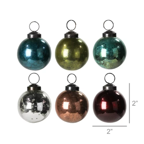 Ornaments, Glass - 2”, Set of 6, Assorted - Image 2