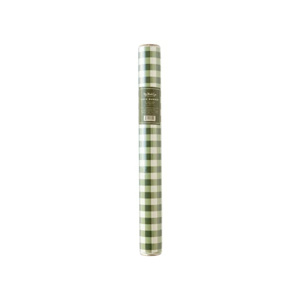 Botanical Christmas Green Gingham Table Runner