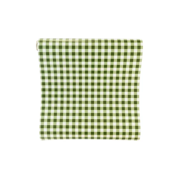 Botanical Christmas Green Gingham Table Runner - Image 2