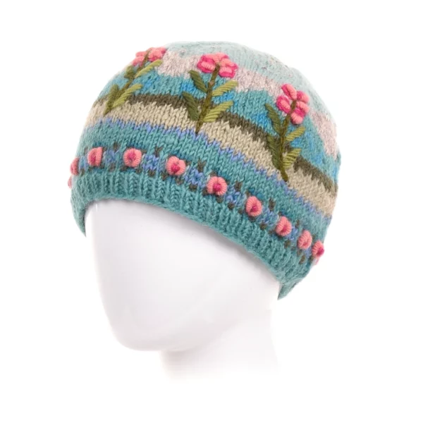 Women's Wool Knit Beanie - Chloe, Aqua