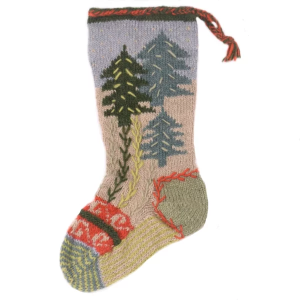 Wool Knit Christmas Stocking - Pine Forest