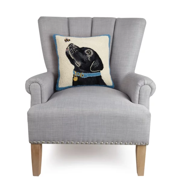 Black Labrador Dog With Bee Hook Pillow - Image 2