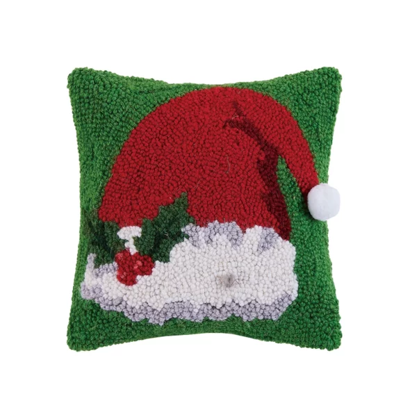 Santa Hat with Pompom Hook Pillow