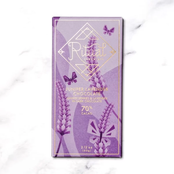 Ritual Chocolate, Juniper Lavender Chocolate, 70% Cacao