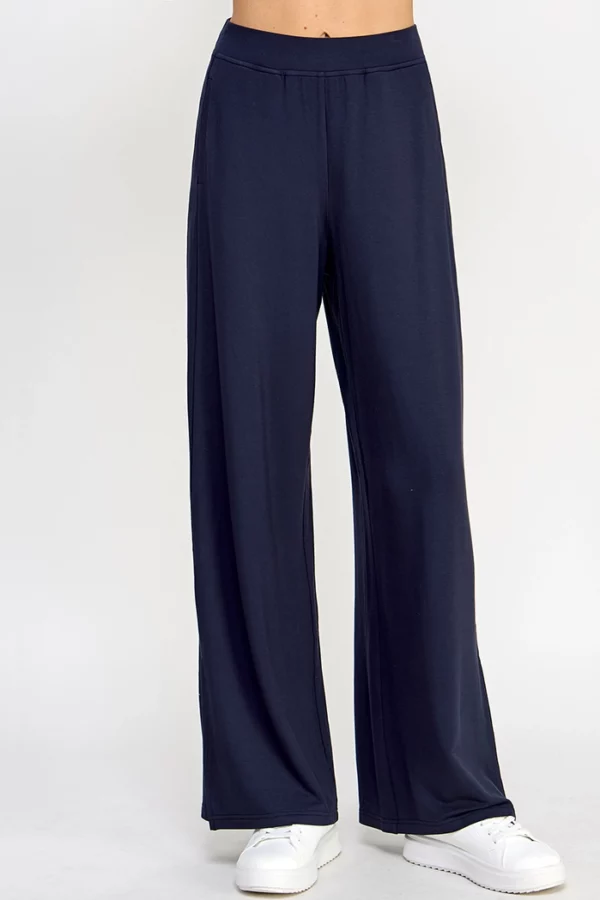 French Terry Wide Leg Pants with Side Slit - Image 9