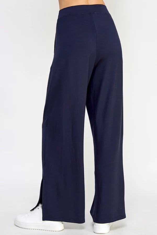 French Terry Wide Leg Pants with Side Slit - Image 8