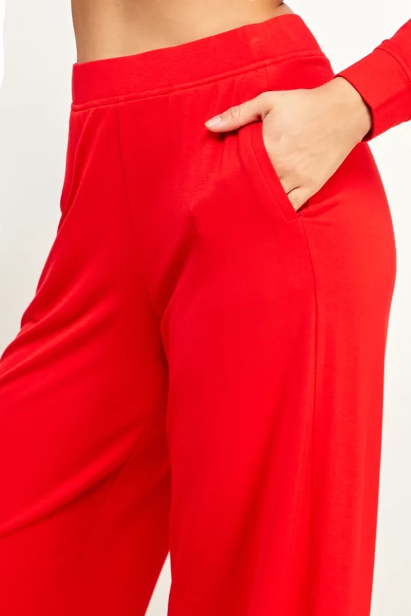 French Terry Wide Leg Pants with Side Slit - Image 19