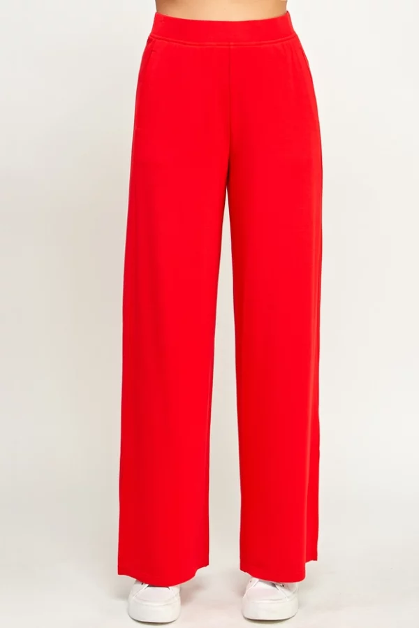 French Terry Wide Leg Pants with Side Slit - Image 18