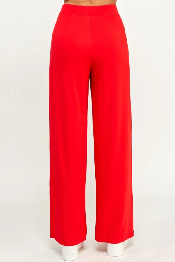 French Terry Wide Leg Pants with Side Slit - Image 13