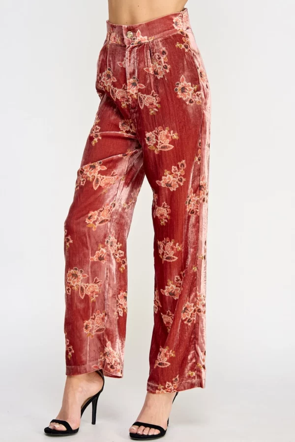 Floral Velvet Trousers - Image 2