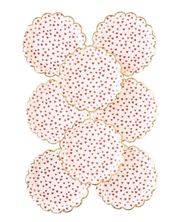 Tiny Red Hearts Paper Plates - Image 2