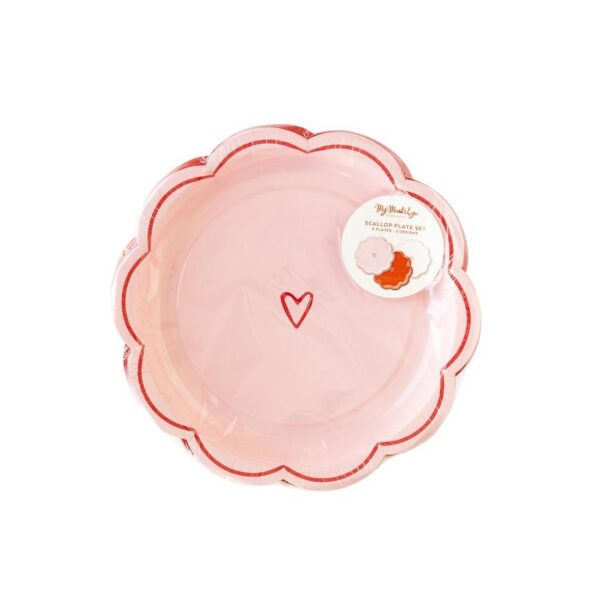 Scallop Dessert Plate, Middle Heart Design, 3 Color Set