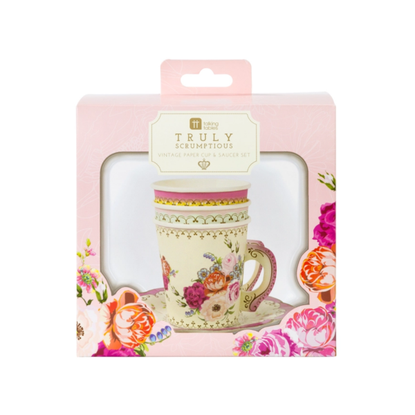 Truly Scrumptious, Vintage Paper Teacups and Saucers Set, 12 Pack - Image 2