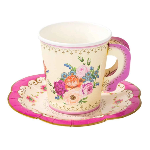 Truly Scrumptious, Vintage Paper Teacups and Saucers Set, 12 Pack - Image 3