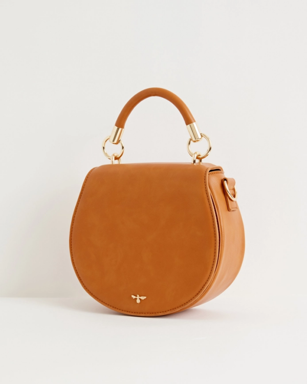 Liberty Saddle Bag Tan Vegan Leather