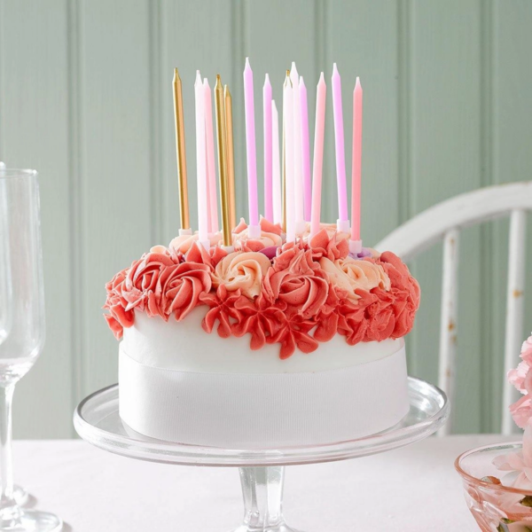 Light Up Your Celebrations with Rose Pink & Gold Birthday Candles by Talking Tables - Image 3