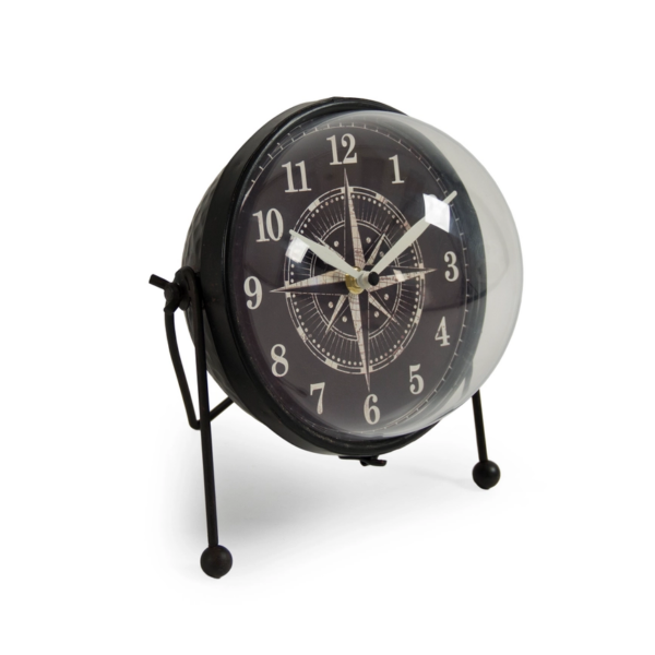 Round Iron Glass Clock, Distressed Black - Image 4