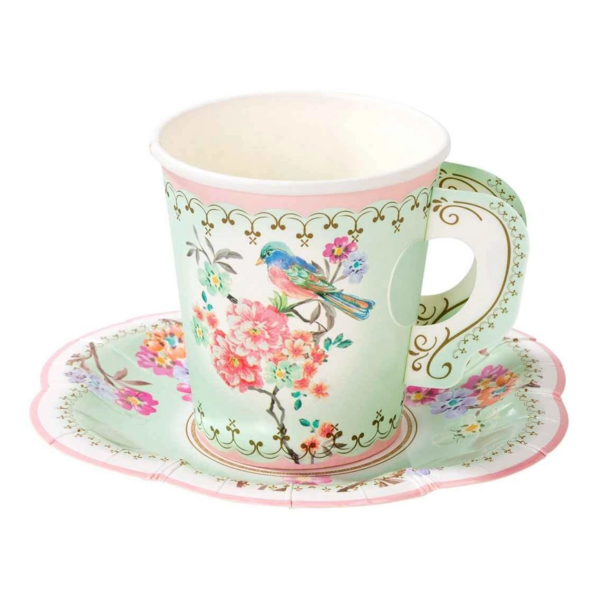 Truly Scrumptious, Vintage Paper Teacups and Saucers Set, 12 Pack - Image 5