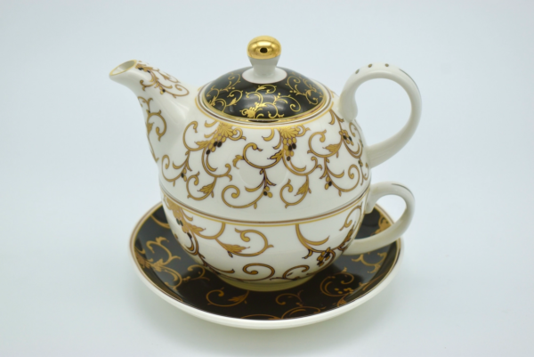 Indulge in Solo Tea Time with the Regency Black Baroque Tea for One Set - Image 2