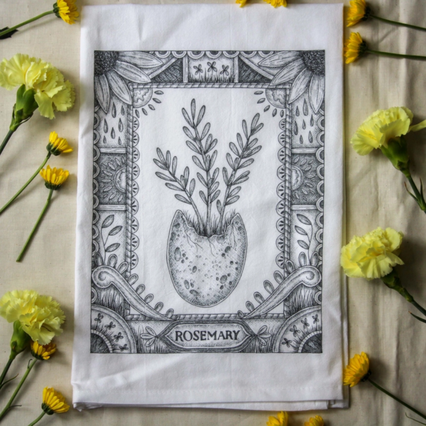 The Herb Eggs: Rosemary Tea Towel