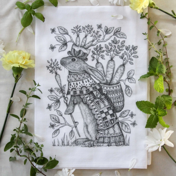 The Easter Parade Rabbit Tea Towel