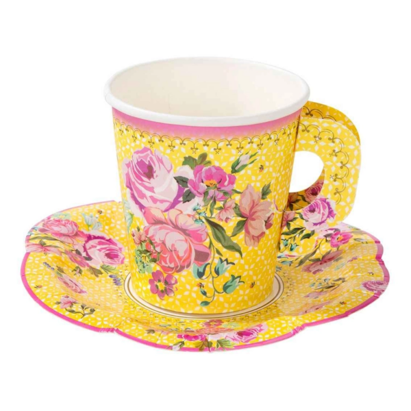 Truly Scrumptious, Vintage Paper Teacups and Saucers Set, 12 Pack - Image 4