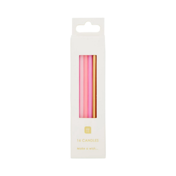 Light Up Your Celebrations with Rose Pink & Gold Birthday Candles by Talking Tables