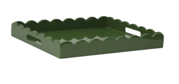 Moss Green High Gloss Scalloped Serving Tray: Modern Elegance for Every Occasion - Image 2