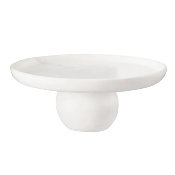 White Marble Pedestal - Elegant Display Stand for Food & Home Decor (10" Diameter) - Image 3