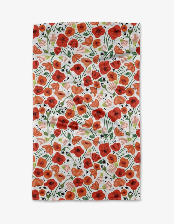 Geometry Poppy Power Tea Towel: Eco-Friendly Functionality Meets Bold Design (18"x30")