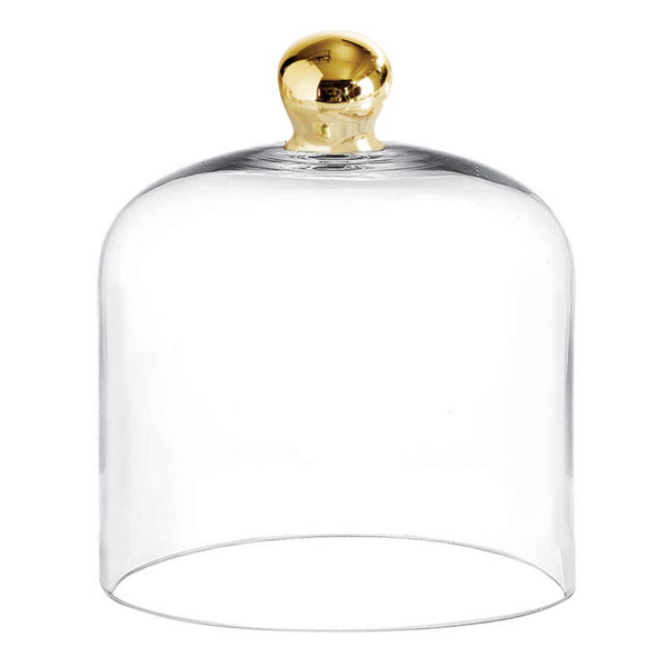 Medium Glass Cloche with Gold Knob - Elegant Food Display