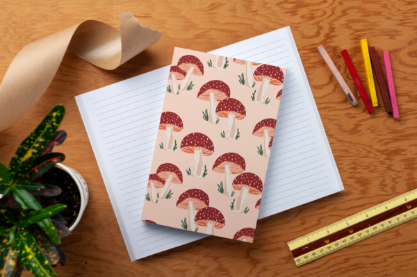 Blushing Blooms: Capture Your Dreams in the Peach Mushrooms Classic Layflat Journal Notebook - Image 4