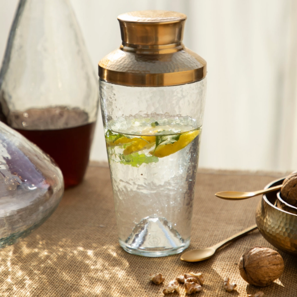 Sustainable Sophistication: Pebbled Glass Cocktail Shaker - Image 2