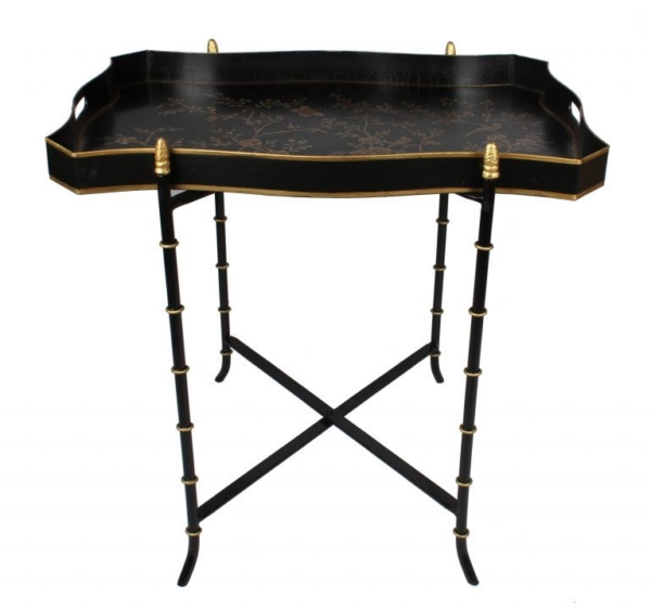 Black and Gold Scalloped Tray Table: Elegance with Multifunctionality