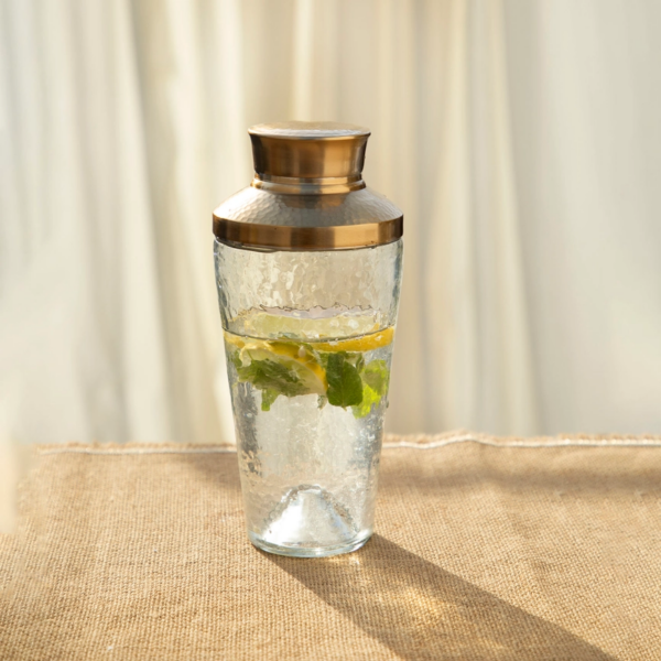 Sustainable Sophistication: Pebbled Glass Cocktail Shaker