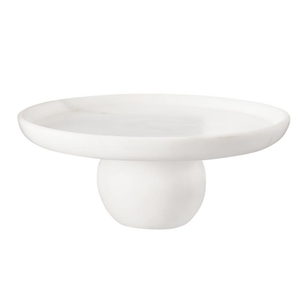 White Marble Pedestal - Elegant Display Stand for Food & Home Decor (10" Diameter)